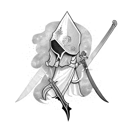 Small Florer Design With A Sword Through