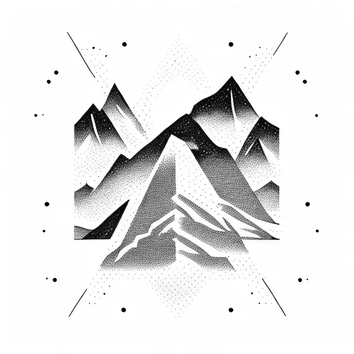 A Mountain Range Silhouette With A Barbell Incorporated Into The Design