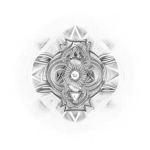 A Disc Golf Basket Surrounded By Tribal Patterns