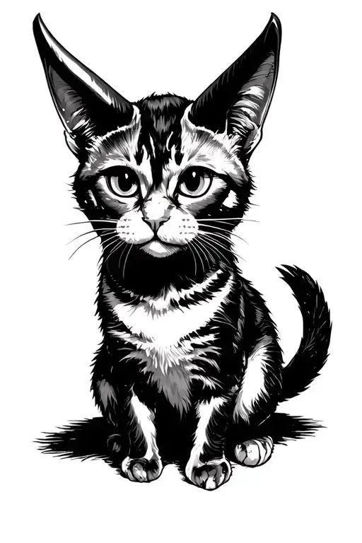 Demonic Cute Muzzle Cat With Horns