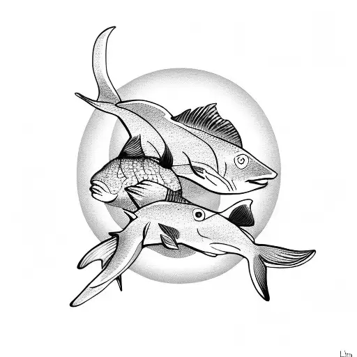 Ocean With Fish Turtle Shark