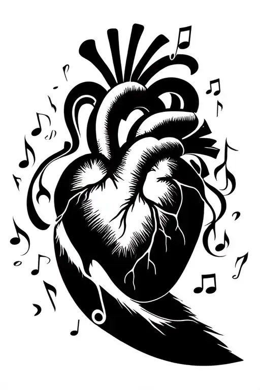 Heart Monitor Line Merging With Music Note Intertwined