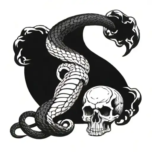 A Snake Intertwining With A Skull In A Gym Setting