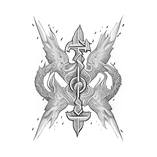 Three Swords With Flames Background