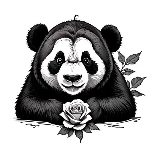 Panda Bear With Rose