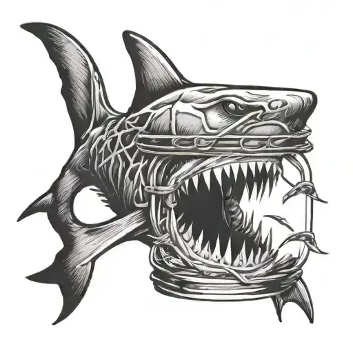 Shark Jar With Barbed Wire Wrapped Around Its Jaw