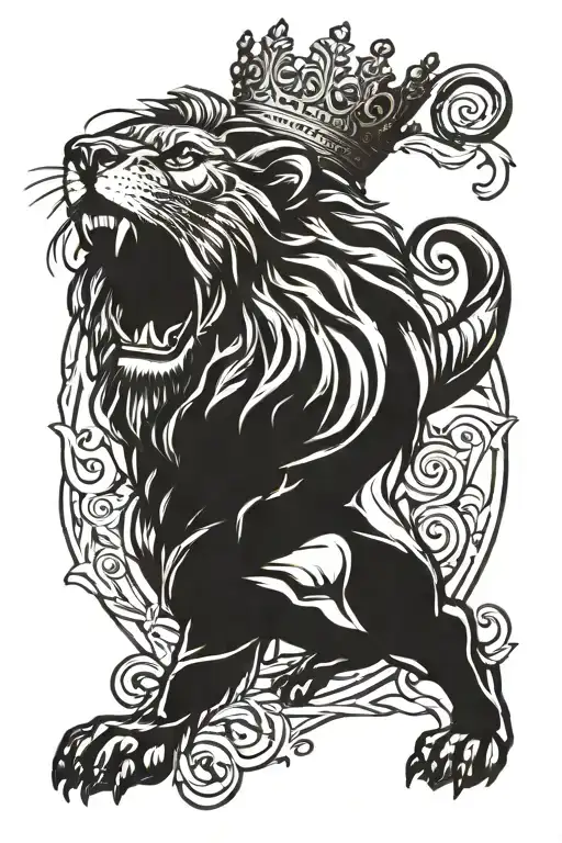 Roaring Lion Wearing A Crown
