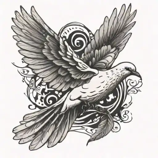 Dove With Feathers That Breaks Away And Flies Away