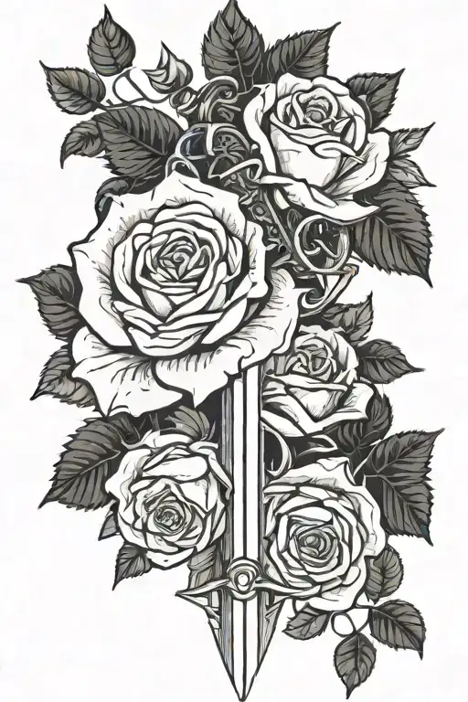 Sword And Roses Wrapped