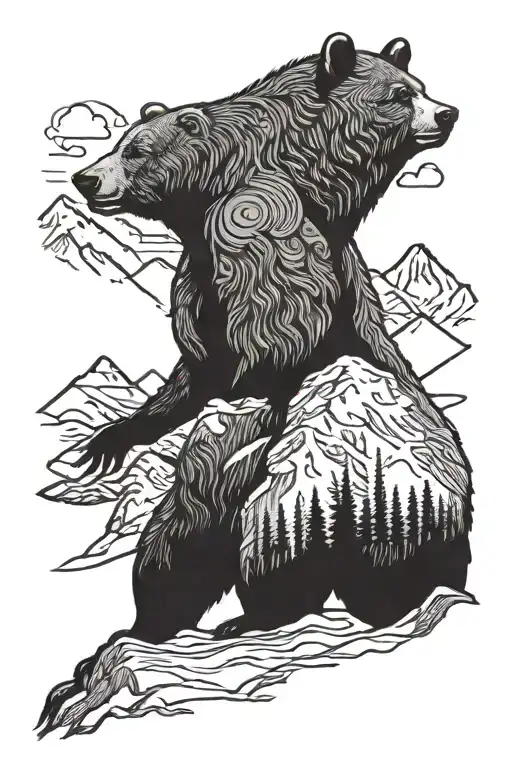 Bear Standing Swiss Alps