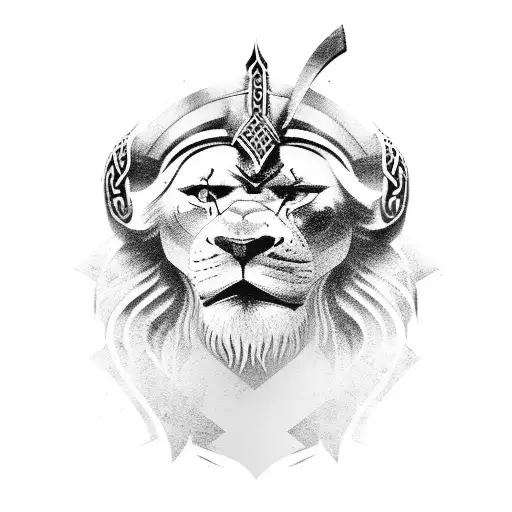 Viking Warrior With A Lions Head Holding A Shield