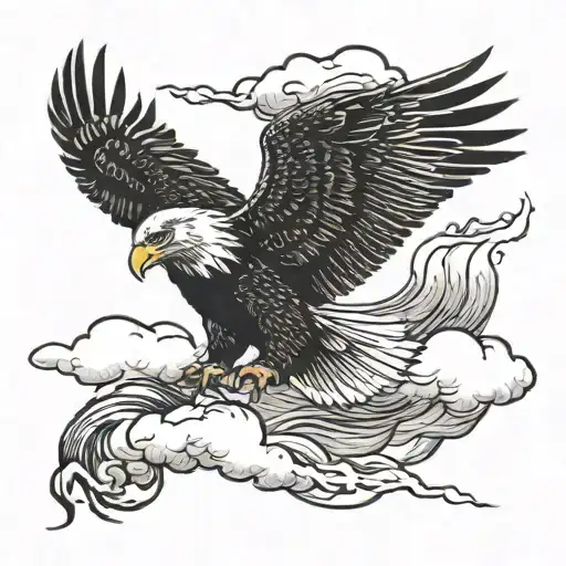 Eagle Flying Above The Storm And Thunder