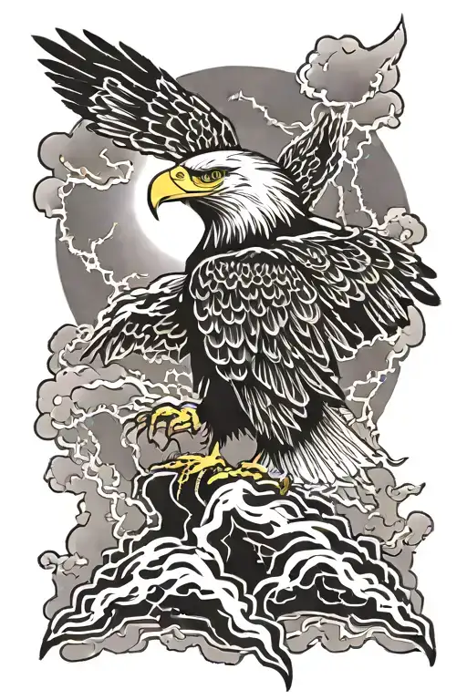 Eagle Above The Storm And Lightning