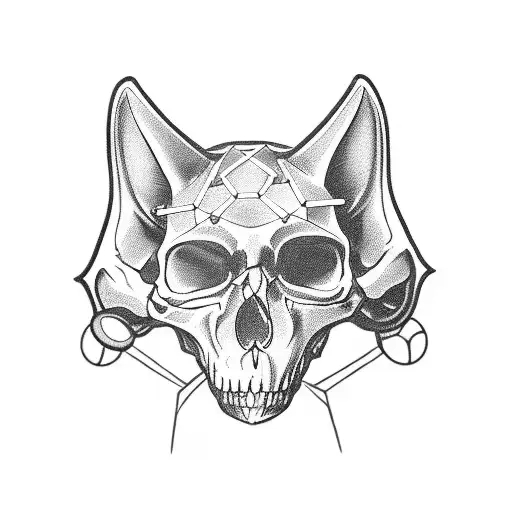 Cat's Skull With A D20 In The Mouth
