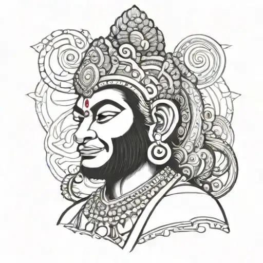 A Detailed Portrait Of Hanuman In A Meditative Pose