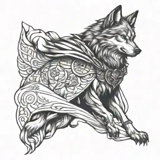 Tattoo Of A Magnificent Wolf On A Cape Based On Marvel Heroes