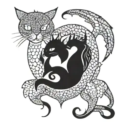 Cat And Dragon In Love