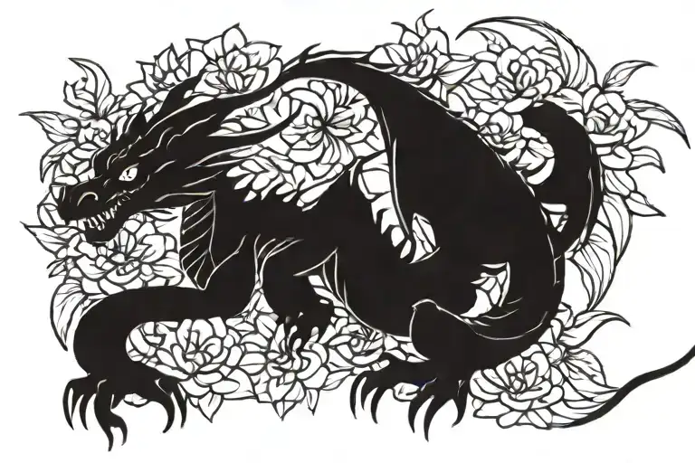Dragon With Flowers