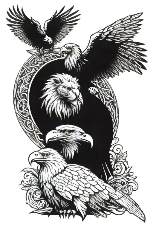 Eagle Lion And Seraphim Angel