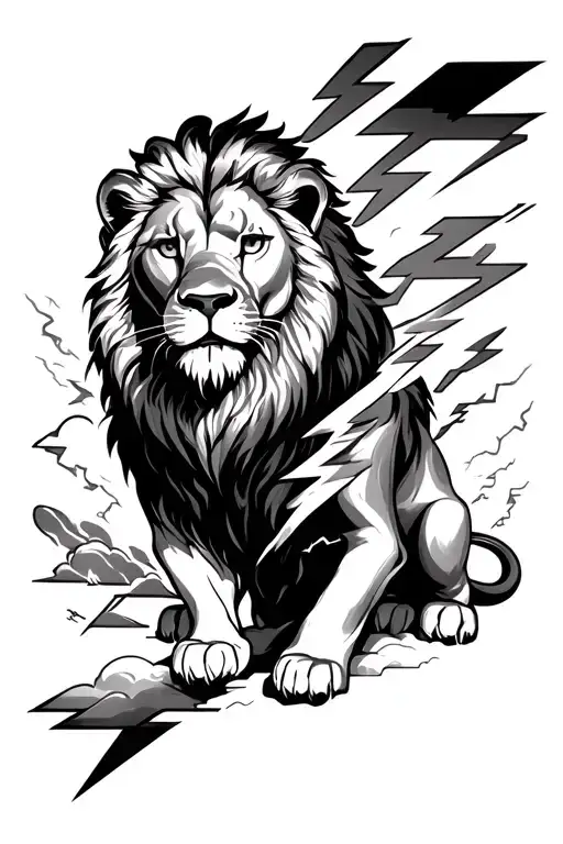 Lightning Bolts And Clouds And A Lion