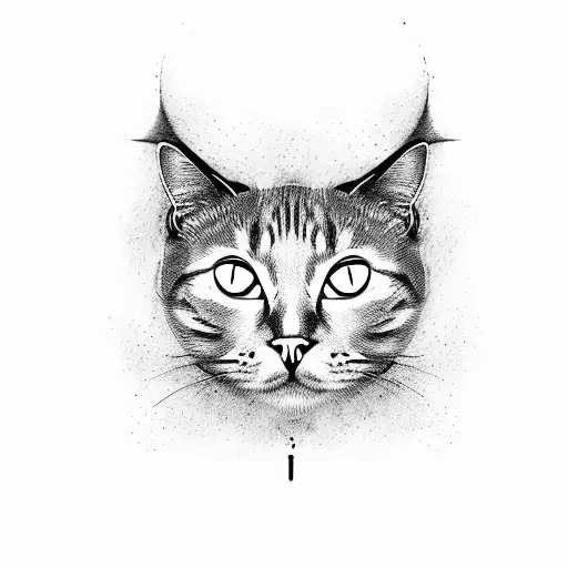 Cat Head Half In Style Of Deadpools Skin Look Half A Black Cat