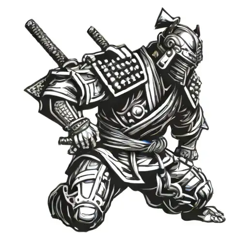 A Futuristic Samurai Warrior Practicing Jiu Jitsu In A Cyberpunk Setting