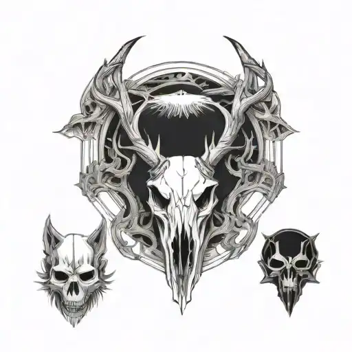 Deer Skull And Wolf Skull Made