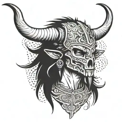 A Warrior With A Bull's Skull And Furs
