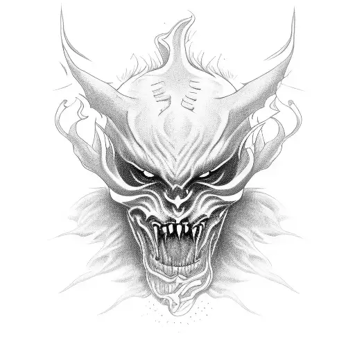 A Demonic Creature Emerging From A Black And White Smoke