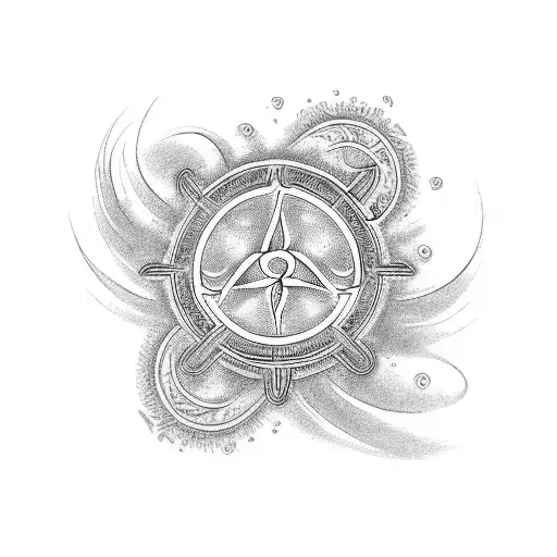 Combine The Triticale Plant With Occult Symbols In A Traditional Tattoo Style