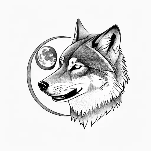 Wolf In The Moonlight With Trees