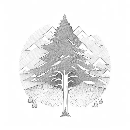 A Majestic Tree Towering Over A Mountain Range