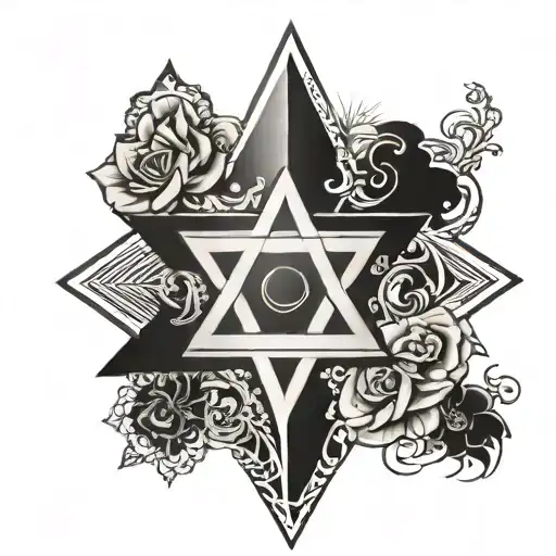 A Star Of David With Archangels At Each Point And The Symbol Of God In The Center