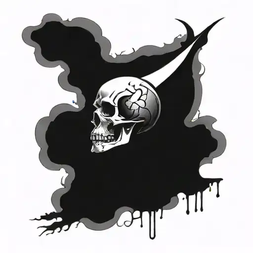 Skull And Moon Merging Together