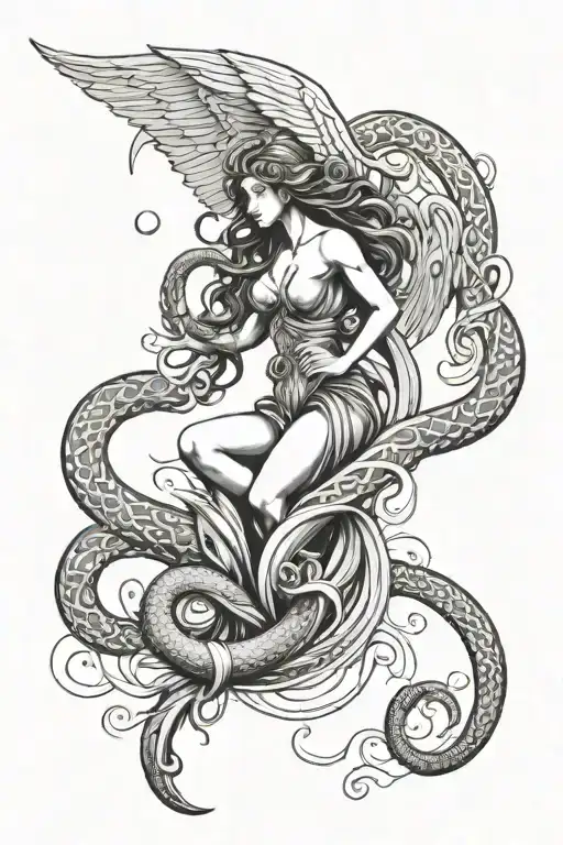 Aquarius With Wings And A Snake