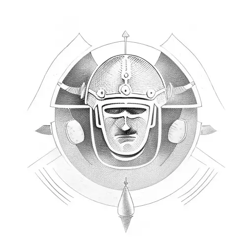 A Roman Gladiator Helmet Surrounded By Football Equipment