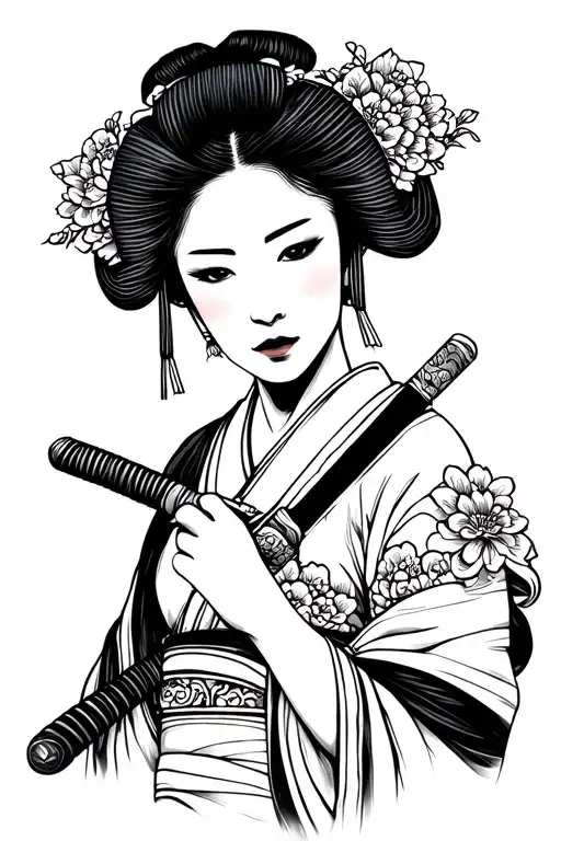 Geisha Holding A Katana