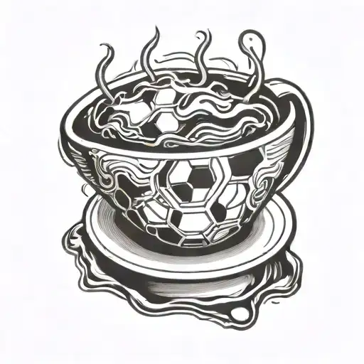 A Soccer Ball Morphing Into A Steaming Cup Of Coffee