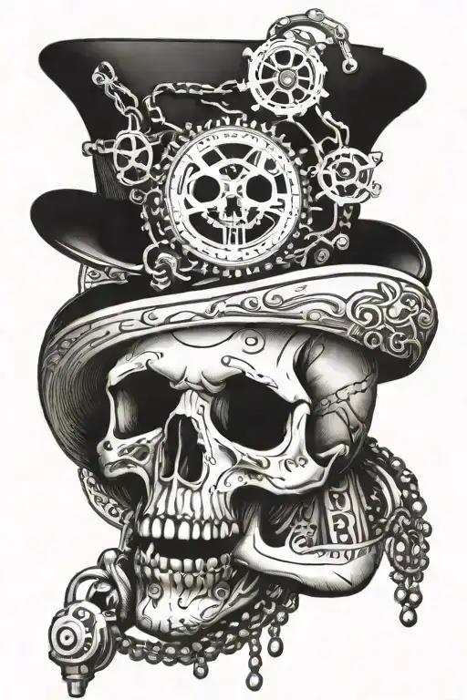 Clockwork Skull With Rosary