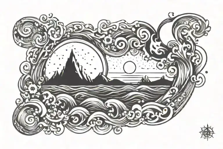 Sun Moon Water Waves