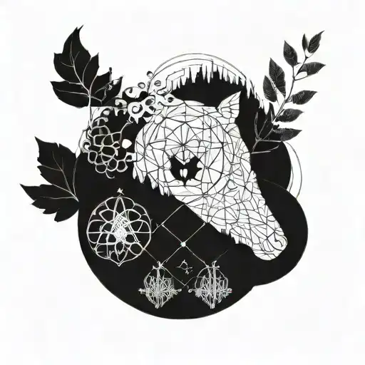 A Geometric Representation Of The Cycle Of Life Intertwined With Elements Of Nature