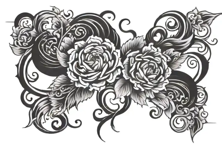 Two Black Line Tattoo Design