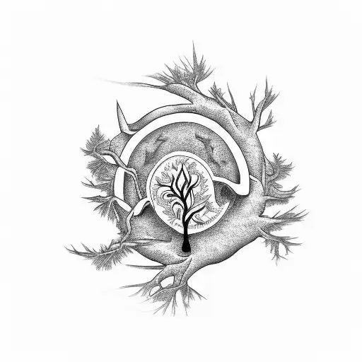 A Tree With A Ying Yang At The Center