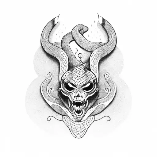 Fine Line Snake With Dagger