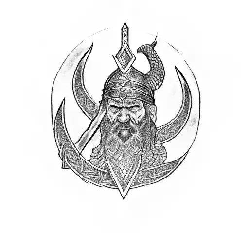 Arm Tatto Telling A Viking Tragic Story Of Love Between A Viking And A Siren