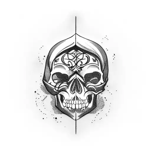 Dagger In A Skull With Blood