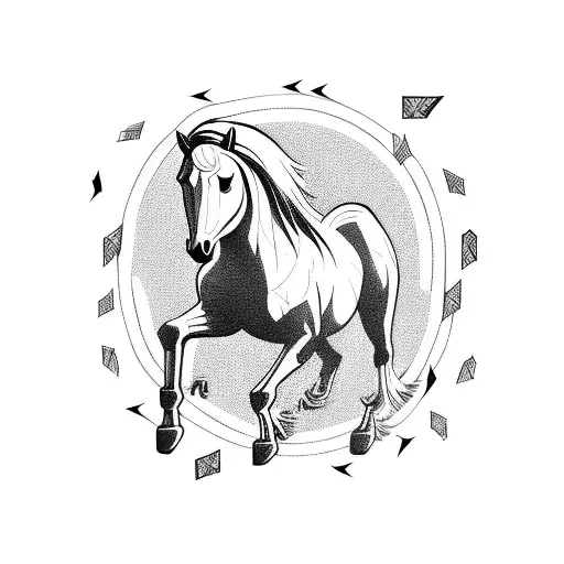 A Majestic Horse Galloping Through A Field Of Arrows