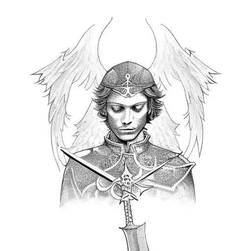 Arch Angel Michael With Sword And Roses