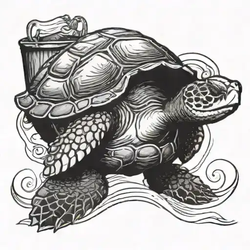 Sea Turtle Playing A Washtub Bass