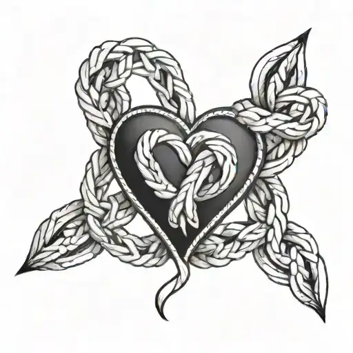 Black Leather Plaited Strap With Solid Edges And White Stitching Twisted Into A Heart Shape